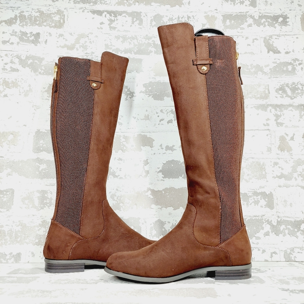 New Anne Klein Audrey Brown Zip Up Knee High Boots V413 - Picture 5 of 11